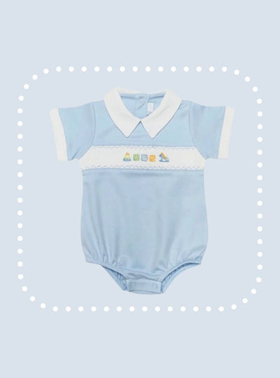 ABC Smocked Pima Cotton Baby Boy Romper