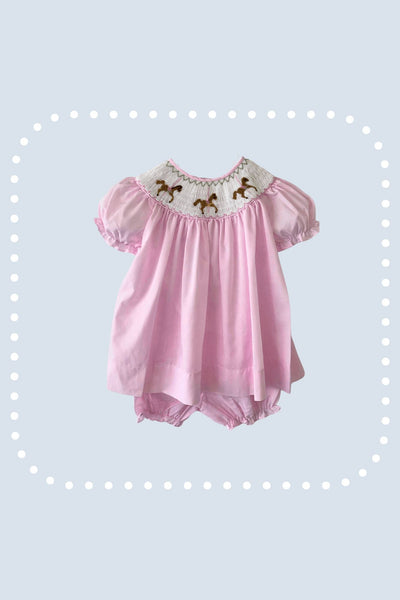 Baby Girl Pink Horse Bishop Dress