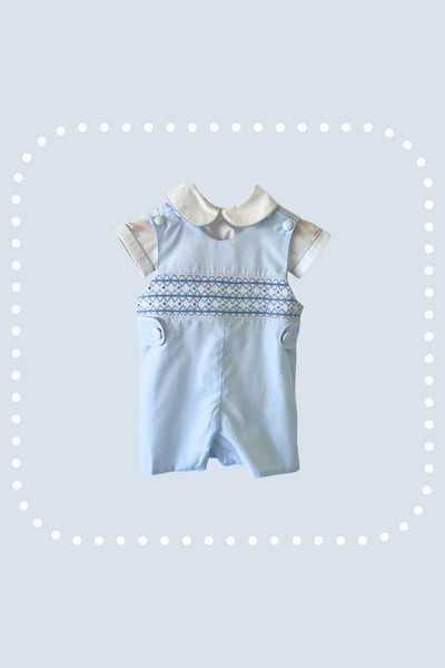 Emily & Jason Blue Smocked Baby Boy’s Overall Set