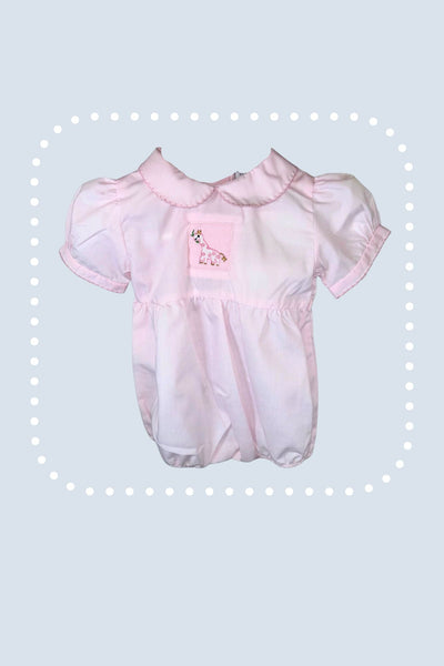 Hand Smocked Pink Giraffe Bubble Romper