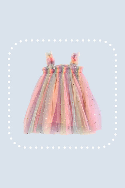 Rainbow Star Strap Tulle Dress