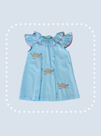 Turtles All The Way Embroidered Dress