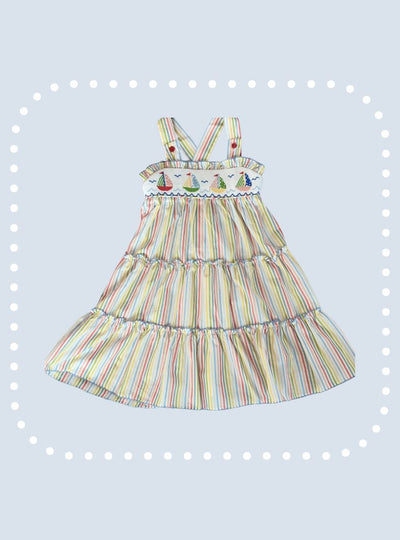 Yacht Club Stripe Smocked Dress